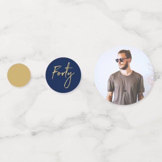 veertig | Goud en zeemacht Modern 40e verjaardag Confetti (Achterkanten)