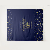 Veertig | Goud & Marine 40ste Verjaardagsfeest Bac Wandkleed (Voorkant (horizontaal))