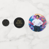 veertig | Goud & Zwart Confetti 40ste verjaardagsf (Achterkanten)