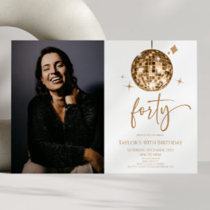 Veertig Gouden Disco Bal Foto 40e Verjaardagsfeest Kaart