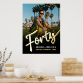 Veertig gouden zwarte foto 40e verjaardag poster (Keuken)