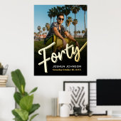 Veertig gouden zwarte foto 40e verjaardag poster (Thuiskantoor)