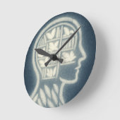 Veertig hoofd met gloeiende witte boeken (Dark BG) Ronde Klok (Hoek)