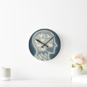 Veertig hoofd met gloeiende witte boeken (Dark BG) Ronde Klok (Huis)