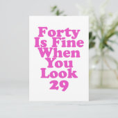 Veertig is prima als je 29 grappige 40th kijkt bedankkaart (Staand voorkant)