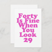 Veertig is prima als je 29 grappige 40th kijkt bedankkaart (Voorkant / Achterkant)