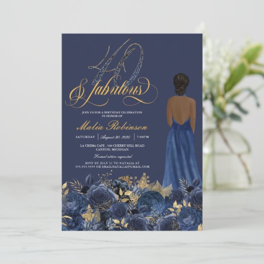 Veertig jaar en feestdag, Elegant Sapphire Kaart (Staand voorkant)