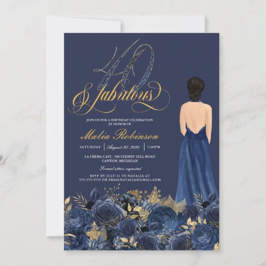 Veertig jaar en feestdag, Elegant Sapphire Kaart (Voorkant)