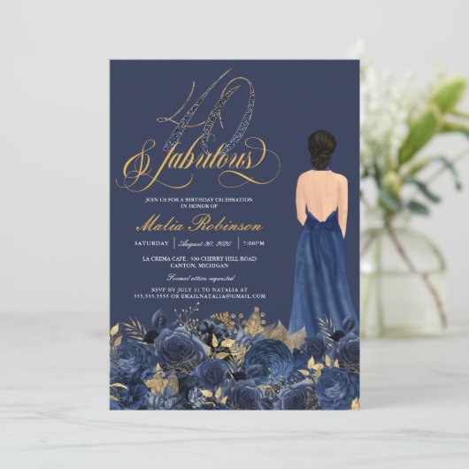 Veertig jaar en feestdag, Elegant Sapphire Kaart (Staand voorkant)