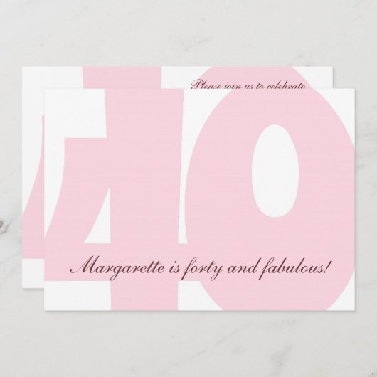 Veertig jaar en feestdag kaart (Voorkant / Achterkant)