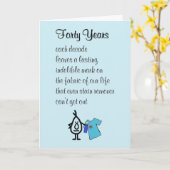 Veertig jaar, grappig gedicht over de veertigste v kaart (Gele Bloem)