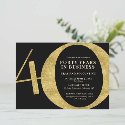 Veertig jaar in bedrijf 40ste verjaardag kaart (Staand voorkant)