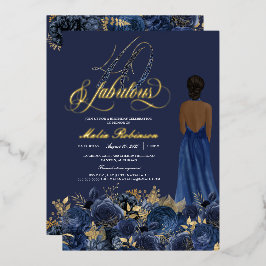 Veertig jaar oud en vruchtbaar Elegant blauw & gou Folie Uitnodiging