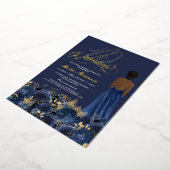 Veertig jaar oud en vruchtbaar Elegant blauw & gou Folie Uitnodiging (Gedraaid)