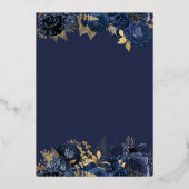 Veertig jaar oud en vruchtbaar Elegant blauw & gou Folie Uitnodiging (Achterkant)