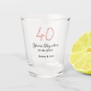 Veertig jaar samen zwarte roze glinsterende vette  shot glas