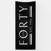 Veertig jaar verjaardagsfeest zwart spandoek (Verticaal)