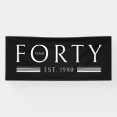 Veertig jaar verjaardagsfeest zwart spandoek (Horizontaal)