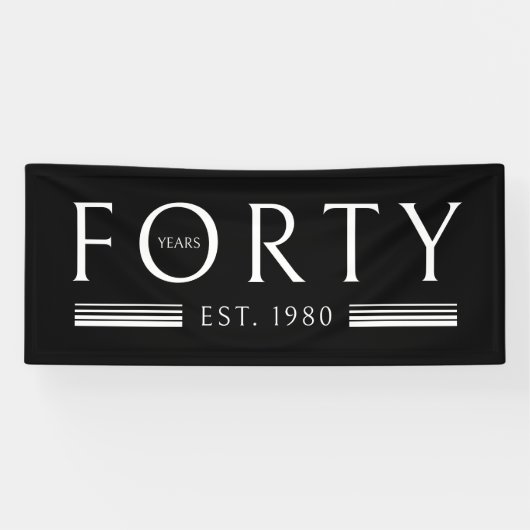 Veertig jaar verjaardagsfeest zwart spandoek (Horizontaal)