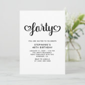 Veertig Lieve Hartjes Script 40ste Verjaardag Kaart (Staand voorkant)