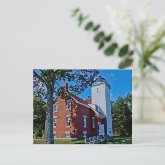 Veertig Mile Point-vuurtoren Briefkaart (Staand voorkant)