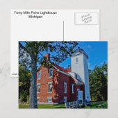 Veertig Mile Point-vuurtoren Briefkaart (Voorkant / Achterkant)