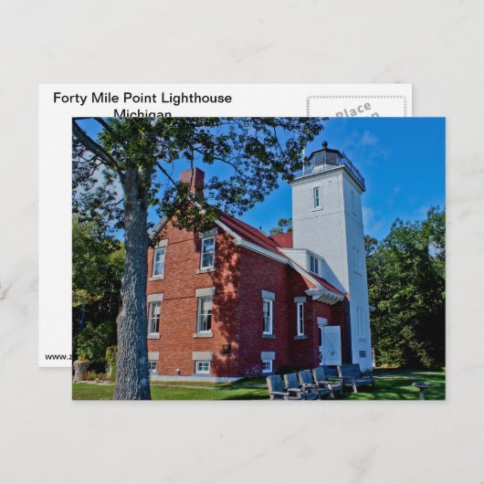 Veertig Mile Point-vuurtoren Briefkaart (Voorkant / Achterkant)