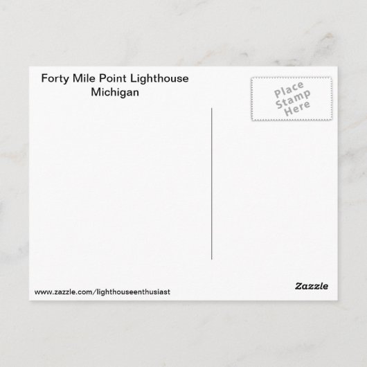 Veertig Mile Point-vuurtoren Briefkaart (Achterkant)
