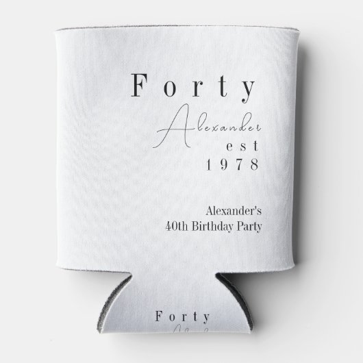 Veertig minimale 40e verjaardag partij gunst blikjeskoeler (Voorkant)