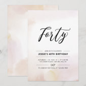 veertig | Minimale Waterverf van de 40e verjaardag Kaart (Voorkant / Achterkant)