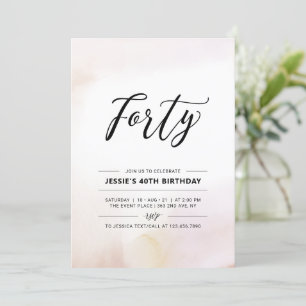 veertig   Minimale Waterverf van de 40e verjaardag Kaart