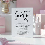 veertig | Modern 40e zwart-wit verjaardagsfeest Magnetische Uitnodiging<br><div class="desc">Deze moderne, zwart-wit, 40e verjaardagsfeestuitnodiging is voorzien van stijlvolle moderne typografie. Het woord "veertig" verschijnt in kalligrafie in scriptstijl. Perfect voor het instellen van de stijlvolle toon voor een prachtige, veertigste verjaardag feest. Het kleurenschema van de uitnodiging is eenvoudig aan te passen - zowel de achtergrond als de typografie -...</div>