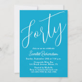 Veertig Modern Script Aqua Blue 40e verjaardagsfee Kaart (Voorkant)