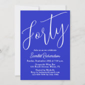 Veertig Modern Script Royal Blue 40e verjaardagsfe Kaart (Voorkant)