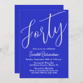 Veertig Modern Script Royal Blue 40e verjaardagsfe Kaart (Voorkant / Achterkant)