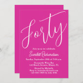 Veertig Modern Script Roze 40ste Verjaardagsfeest Kaart (Voorkant / Achterkant)