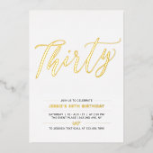 veertig | Moderne gouden en zwarte 30e verjaardag Folie Uitnodiging (Voorkant)