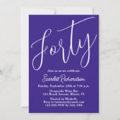 Veertig moderne script Paarse 40ste verjaardagsfee Kaart (Voorkant)