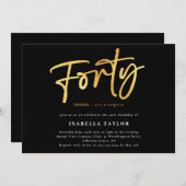 Veertig moderne zwart goud 40e verjaardag kaart (Voorkant / Achterkant)