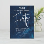 veertig | Navy Blue 40e Verjaardag Verrassingsfees Kaart (Staand voorkant)