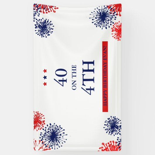 Veertig op 4 juli Aangepast Vuurwerk van Birthday Spandoek (Verticaal)