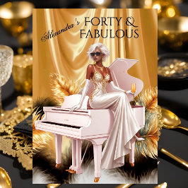 Veertig Prachtig Elegant Verjaardag Goud Wit Piano Kaart