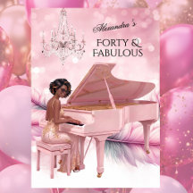 Veertig Prachtig Elegant Verjaardag Roze Wit Piano