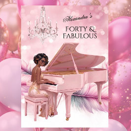 Veertig Prachtig Elegant Verjaardag Roze Wit Piano Kaart