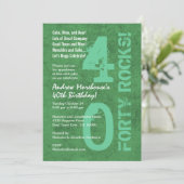 Veertig Rocks! 40th Birthday Green White Sjabloon Kaart (Staand voorkant)