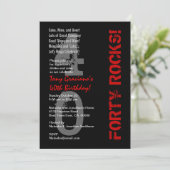 Veertig Rocks! Birthday Black White Linen Kaart (Staand voorkant)