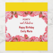 Veertig Rozen Lijst Birthday Party Wijn Etiket (Enkel label)