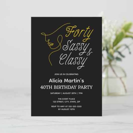Veertig Sassy & Classy Goud Zwart 40e Verjaardag Kaart (Staand voorkant)