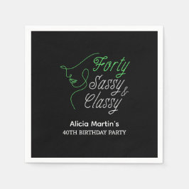 Veertig Sassy & Classy Zwart 40ste verjaardagsfees Servet