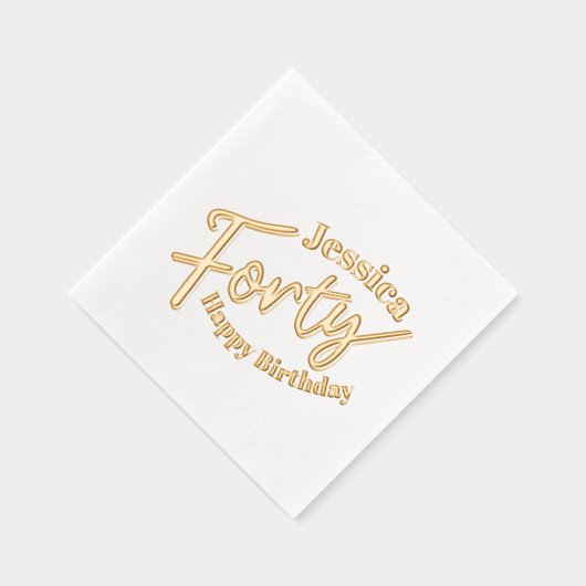 Veertig script gouden witte aangepaste naam 40e ve folie servetten (Rechts)